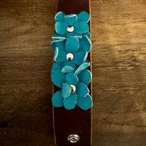 Brown and Teal Floral Cuff